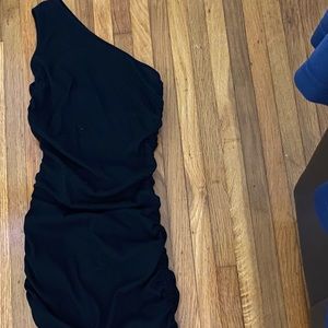 One shoulder drawstring dress